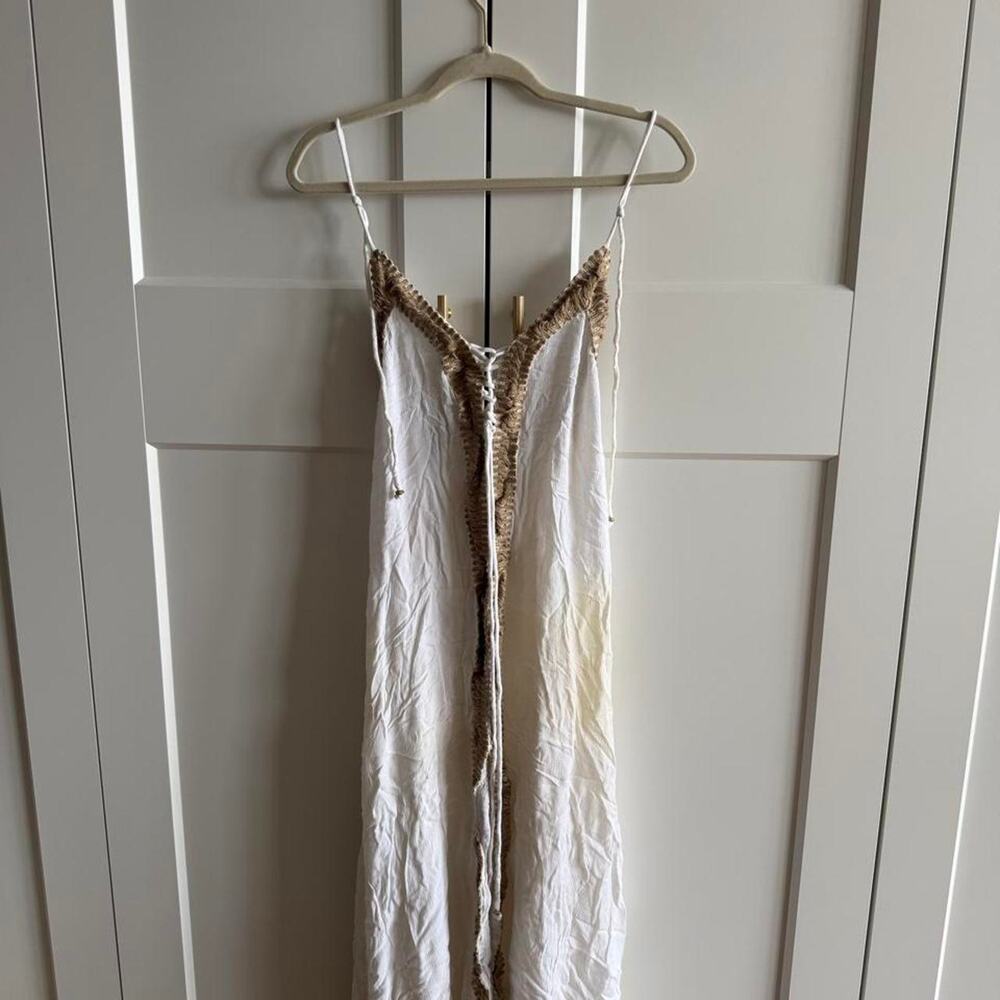 White Maxi Halter Swimsuit Coverup